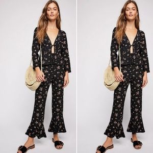 Free People El Paso black floral set top and pants